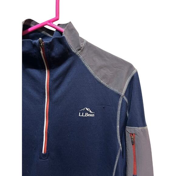 L. L. Bean Merino Wool Performance 1/4 zip Mid-weight Base Layer Blue Men's Med - Picture 2 of 7